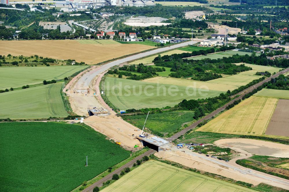 Luftaufnahme Bernburg - Baustelle Ortsumgehung B 6n und BA 14 Bernburg in Sachsen-Anhalt