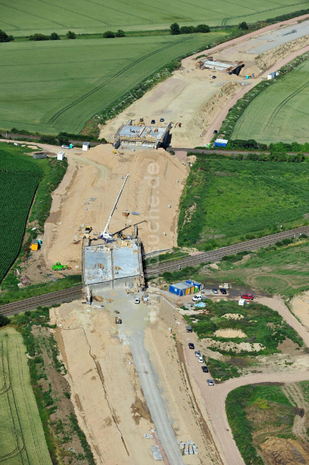 Luftaufnahme Bernburg - Baustelle Ortsumgehung B 6n und BA 14 Bernburg in Sachsen-Anhalt