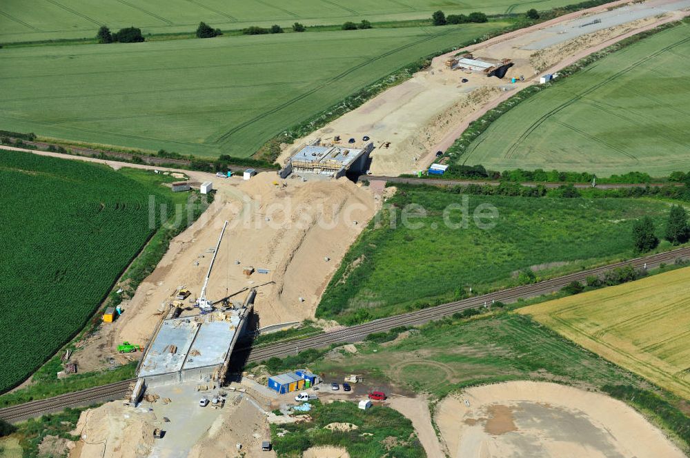 Bernburg von oben - Baustelle Ortsumgehung B 6n und BA 14 Bernburg in Sachsen-Anhalt