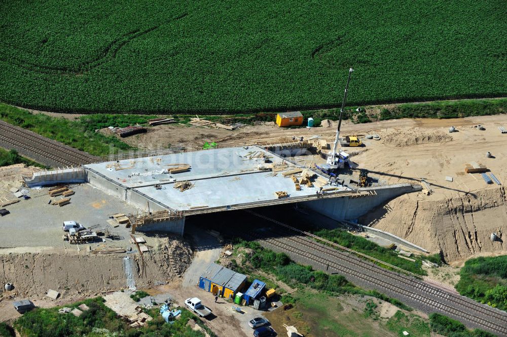 Bernburg aus der Vogelperspektive: Baustelle Ortsumgehung B 6n und BA 14 Bernburg in Sachsen-Anhalt