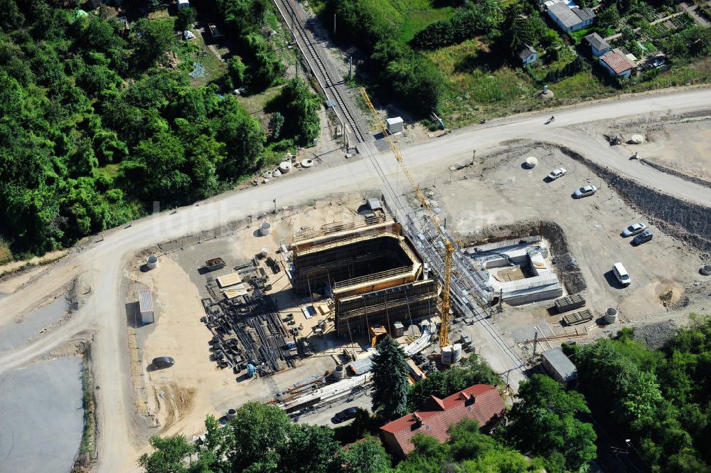 Bernburg aus der Vogelperspektive: Baustelle Ortsumgehung B 6n und BA 14 Bernburg in Sachsen-Anhalt