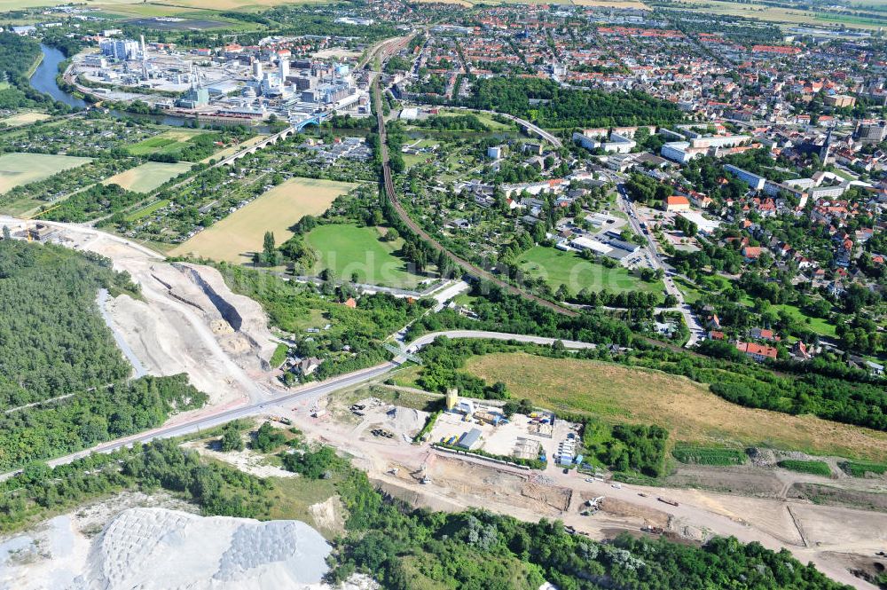 Luftaufnahme Bernburg - Baustelle Ortsumgehung B 6n und BA 14 Bernburg in Sachsen-Anhalt