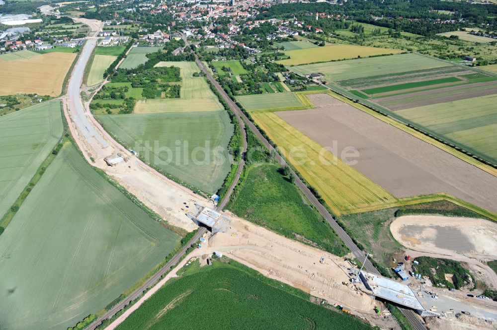 Bernburg von oben - Baustelle Ortsumgehung B 6n und BA 14 Bernburg in Sachsen-Anhalt