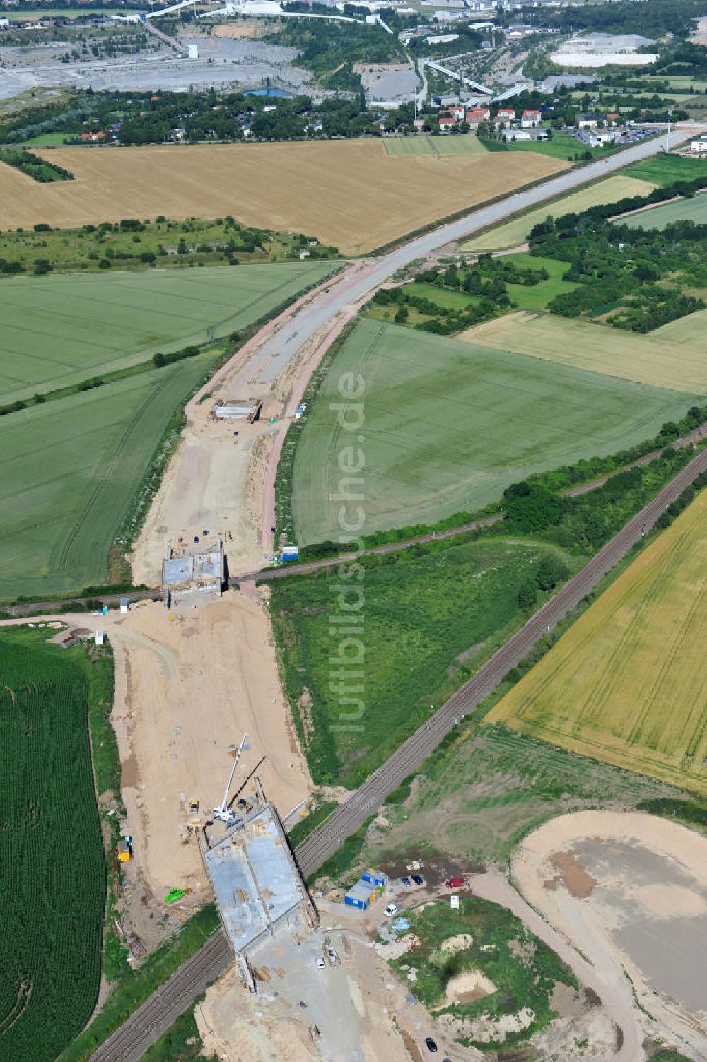 Luftbild Bernburg - Baustelle Ortsumgehung B 6n und BA 14 Bernburg in Sachsen-Anhalt