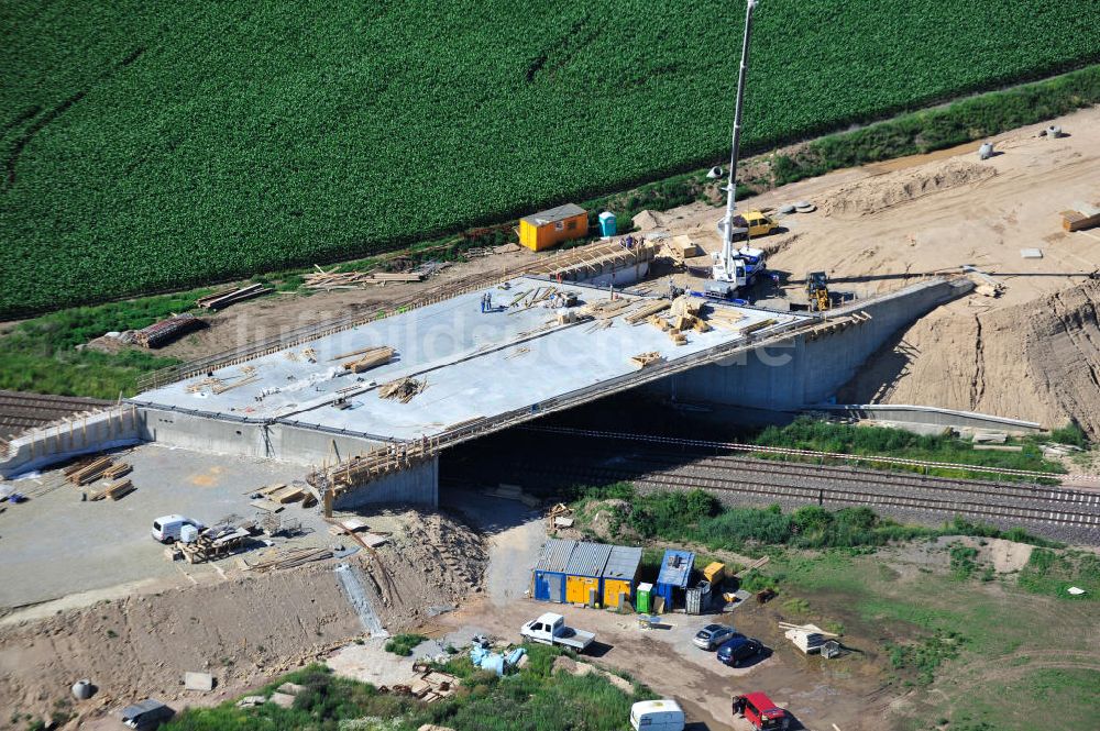 Luftaufnahme Bernburg - Baustelle Ortsumgehung B 6n und BA 14 Bernburg in Sachsen-Anhalt