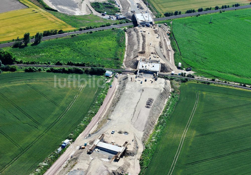 Bernburg von oben - Baustelle Ortsumgehung B 6n und BA 14 Bernburg in Sachsen-Anhalt