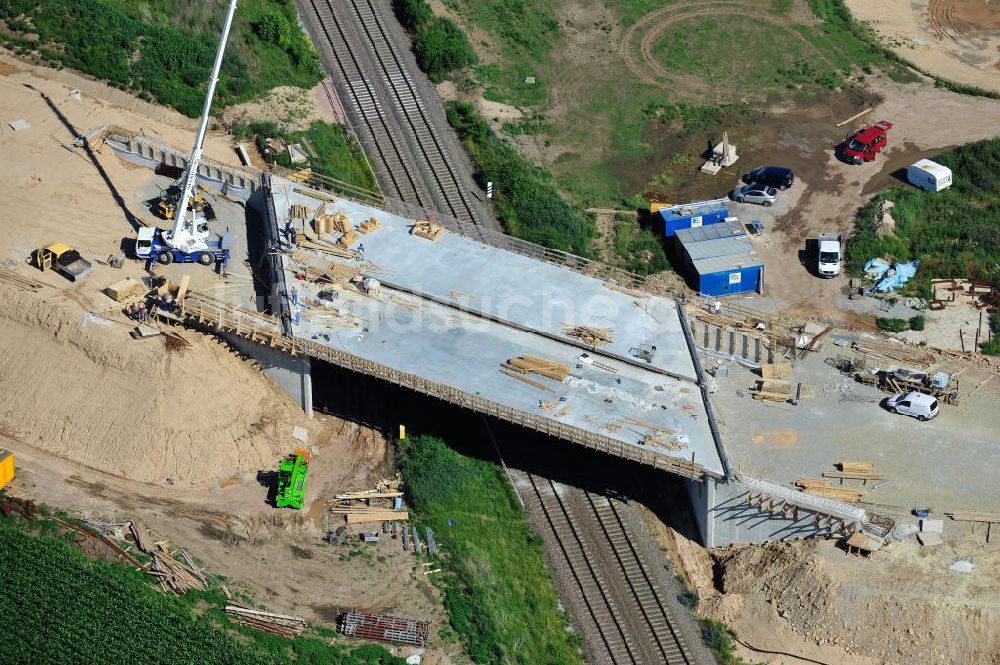 Bernburg von oben - Baustelle Ortsumgehung B 6n und BA 14 Bernburg in Sachsen-Anhalt