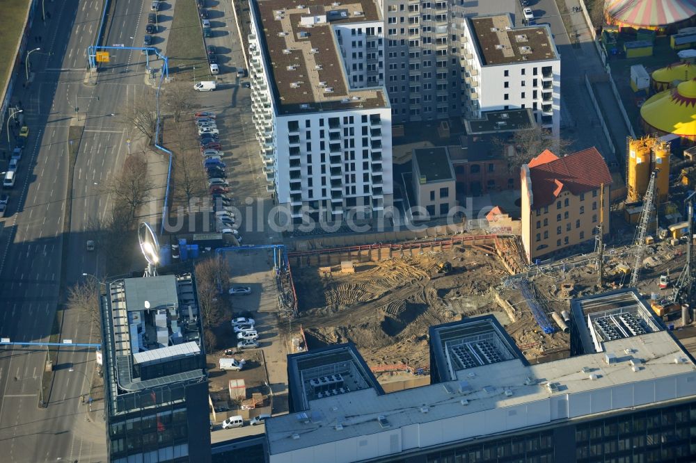 Luftaufnahme Berlin - Baustelle am Postbahnhof in der Marianne-von-Rantzau-Straße