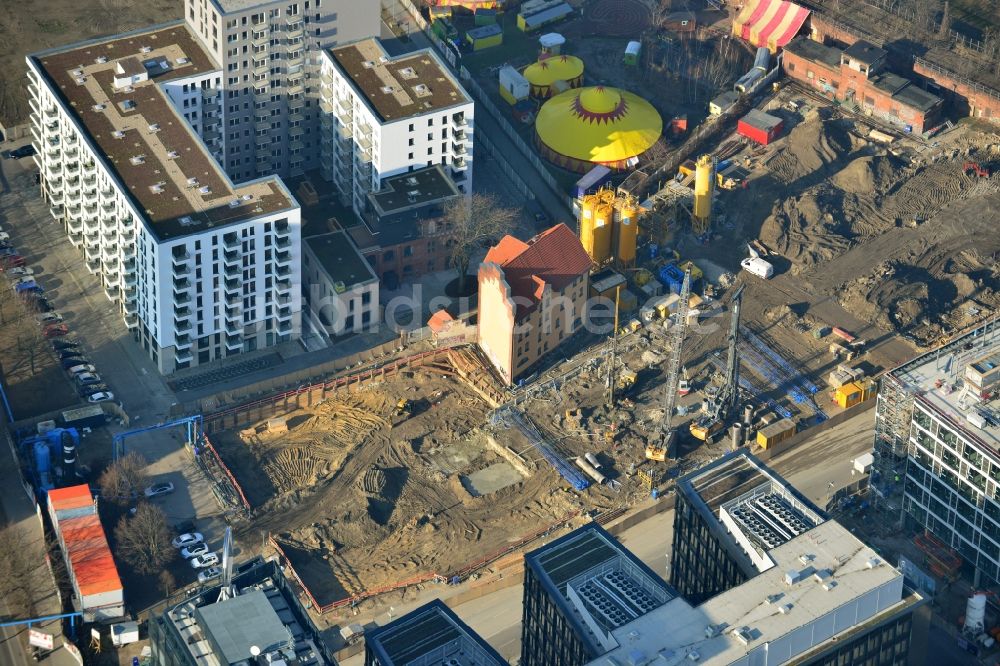 Berlin aus der Vogelperspektive: Baustelle am Postbahnhof in der Marianne-von-Rantzau-Straße