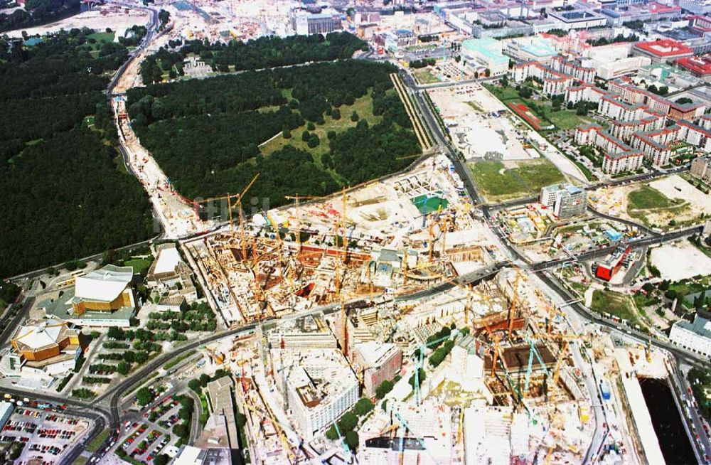 Luftaufnahme Berlin - Tiergarten - Baustelle Potsdamer Platz - Projekt der SONY Berlin GmbH