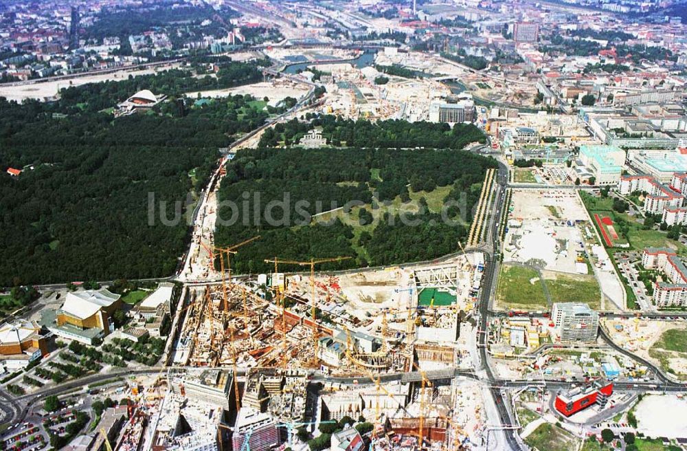 Luftaufnahme Berlin - Tiergarten - Baustelle Potsdamer Platz - Projekt der SONY Berlin GmbH