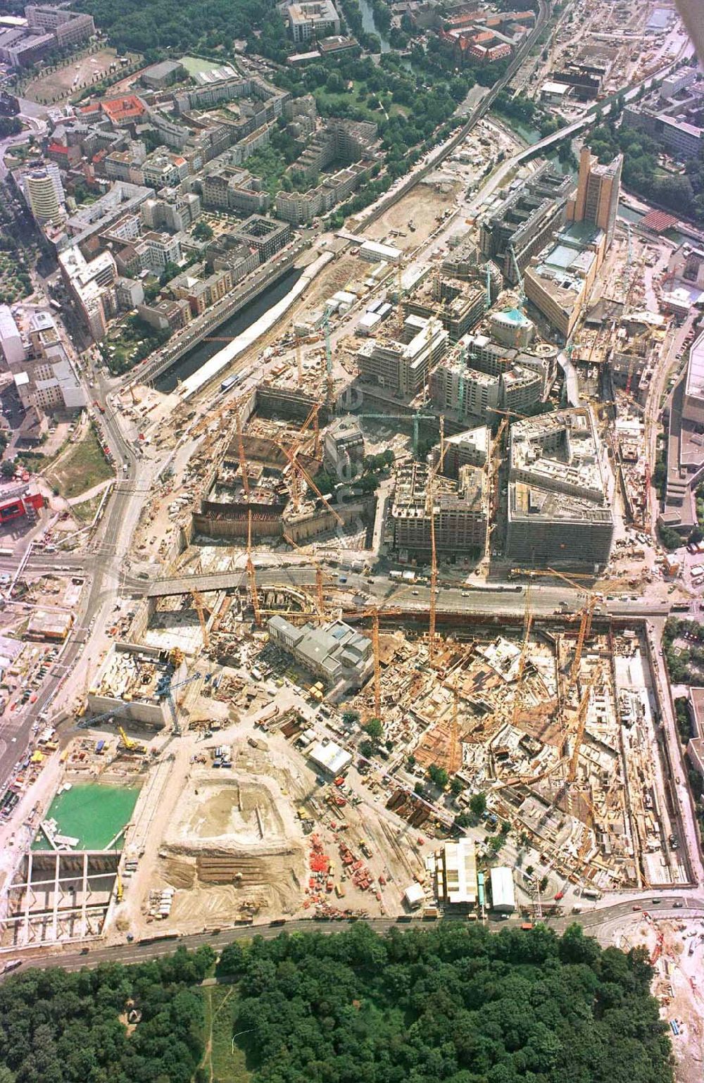 Luftaufnahme Berlin - Tiergarten - Baustelle Potsdamer Platz - Projekt der SONY Berlin GmbH