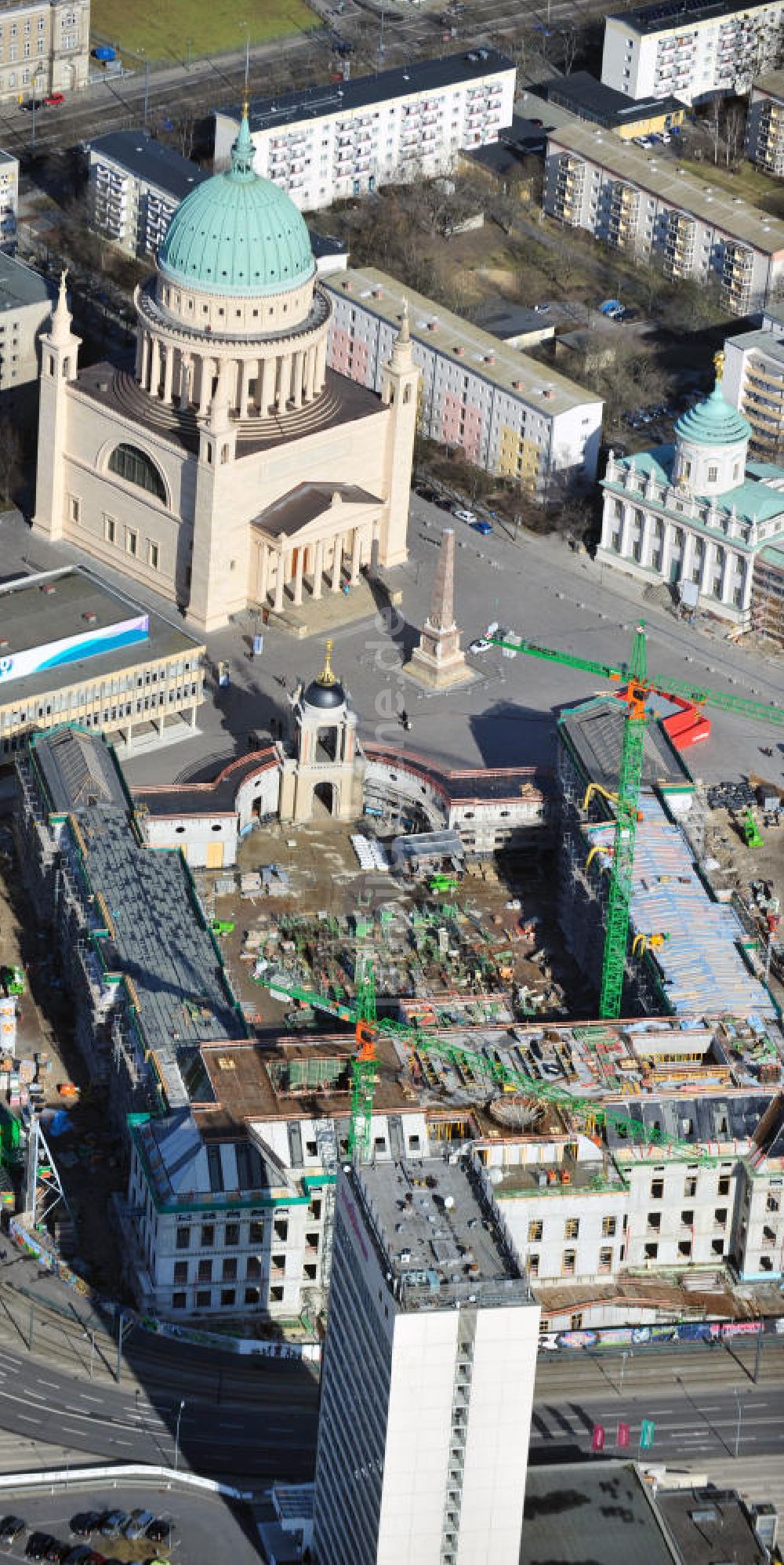 Luftbild Potsdam - Baustelle des Potsdamer Stadtschloß / Neuer Landtag