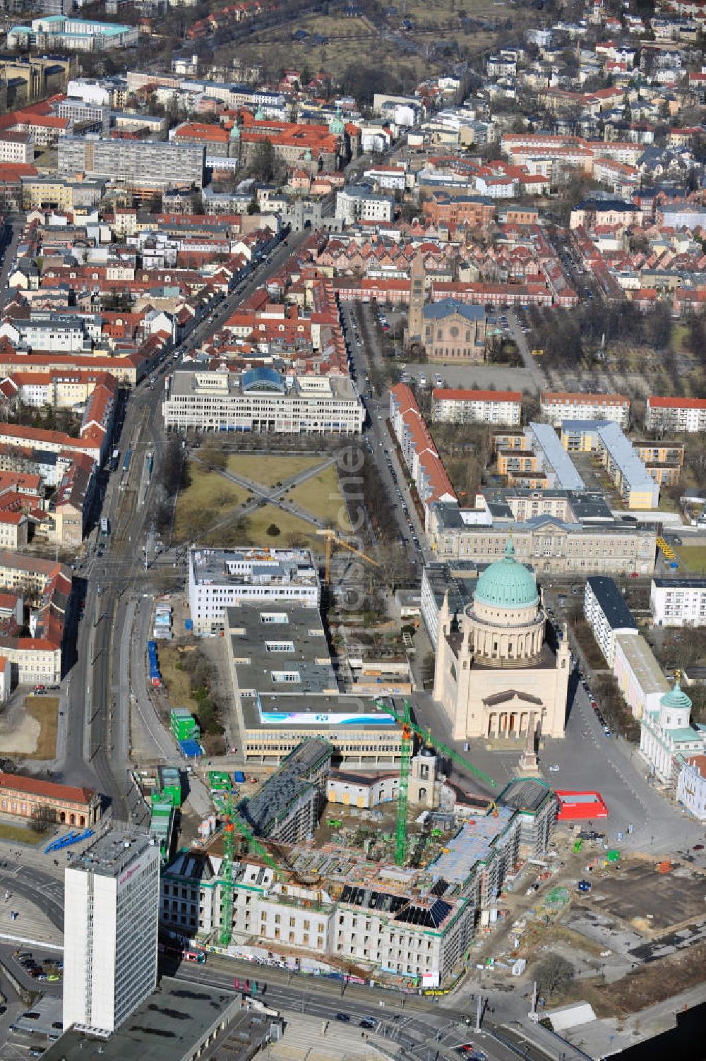 Potsdam von oben - Baustelle des Potsdamer Stadtschloß / Neuer Landtag