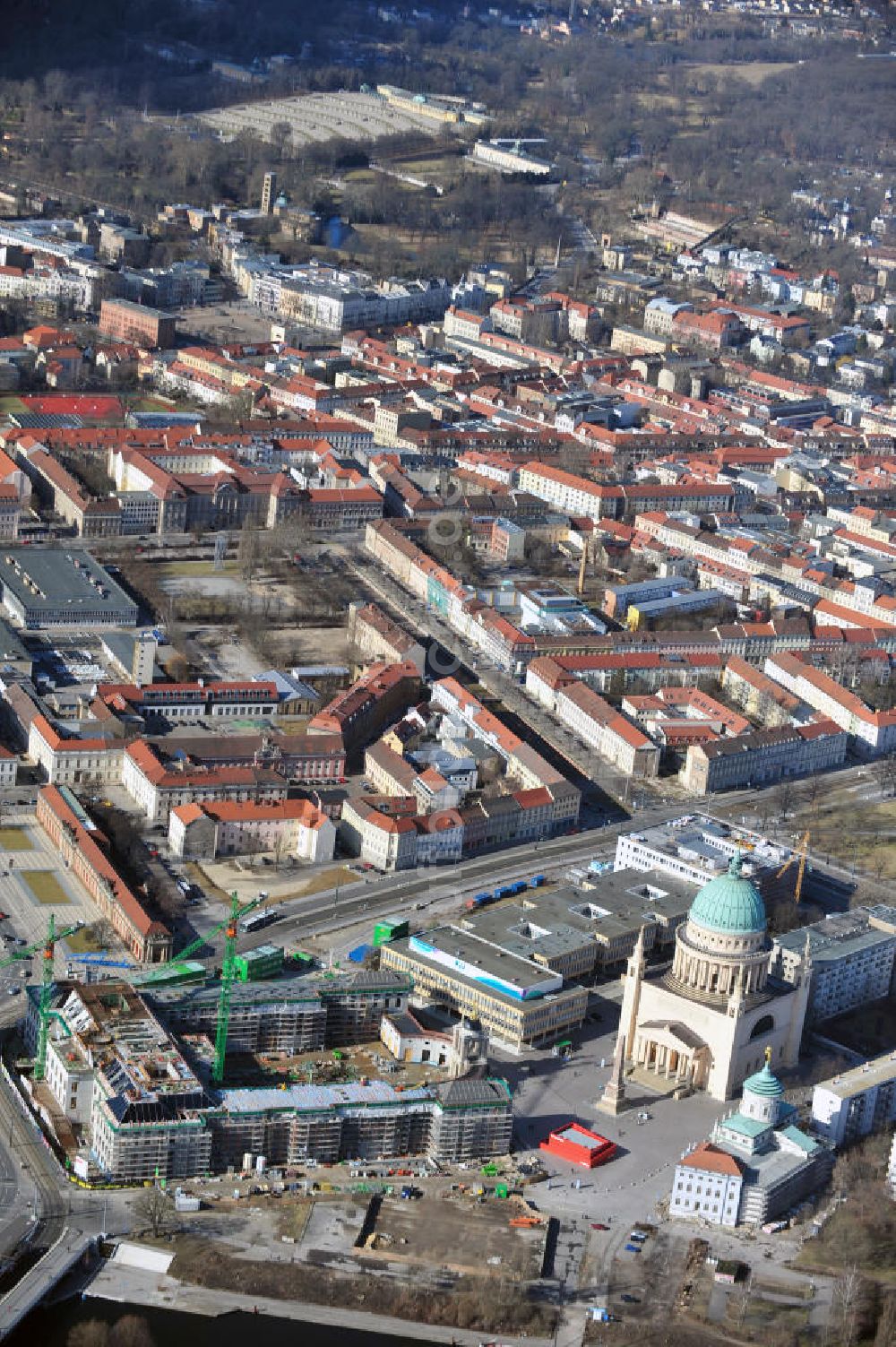 Potsdam von oben - Baustelle des Potsdamer Stadtschloß / Neuer Landtag