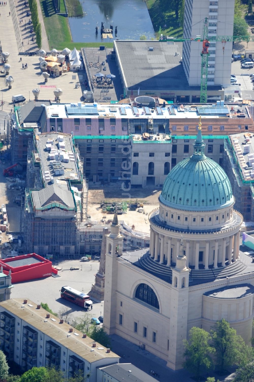 Potsdam von oben - Baustelle des Potsdamer Stadtschloß / Neuer Landtag