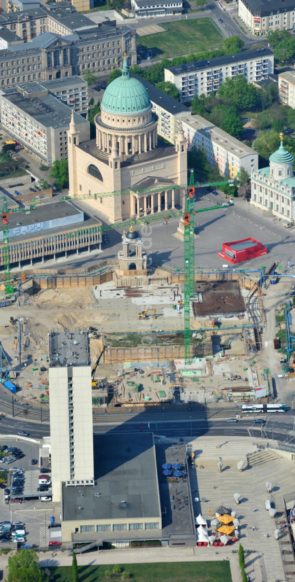 Luftaufnahme Potsdam - Baustelle des Potsdamer Stadtschlosses / Neuer Landtag