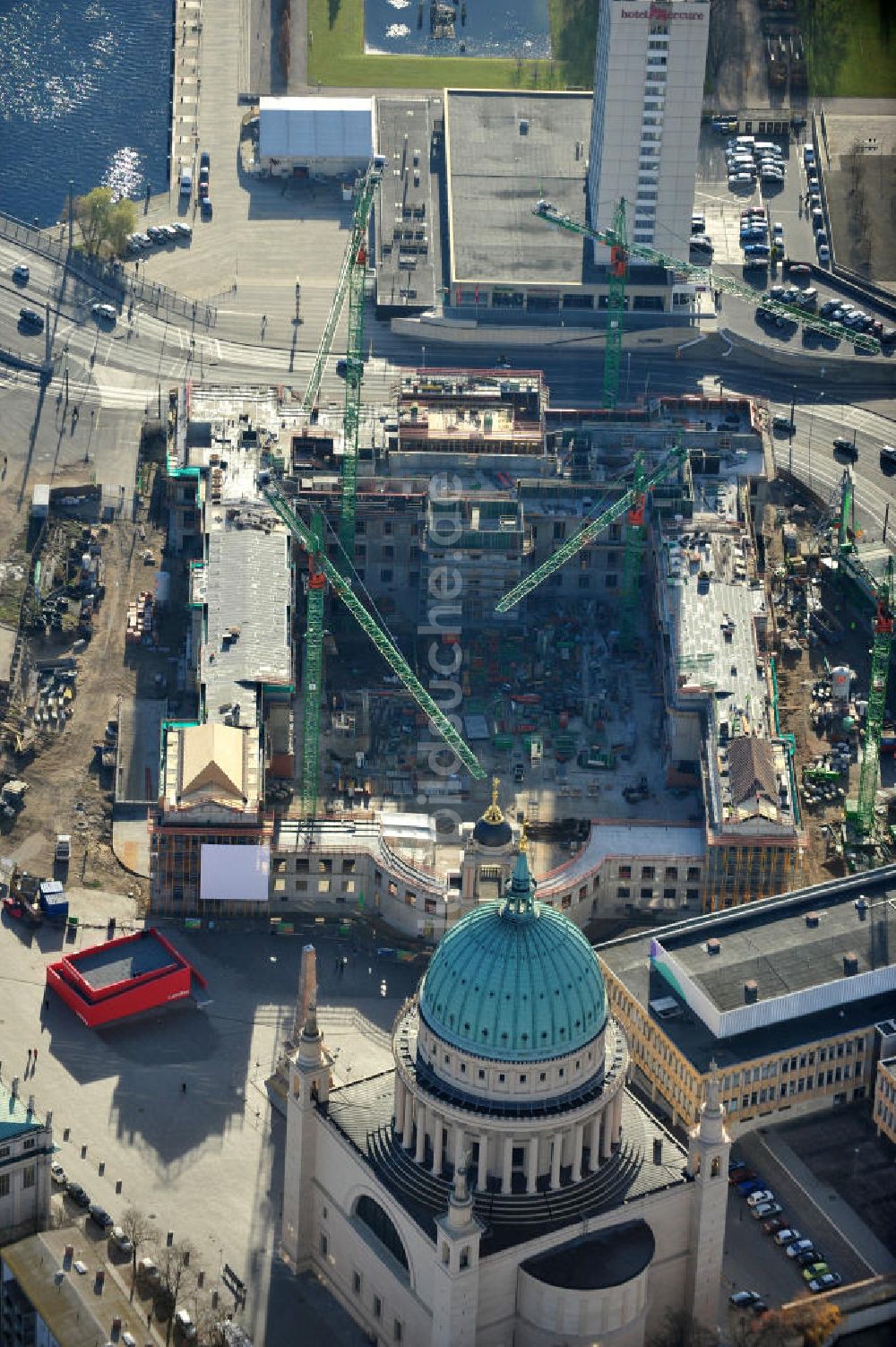 Luftbild Potsdam - Baustelle des Potsdamer Stadtschlosses / Neuer Landtag