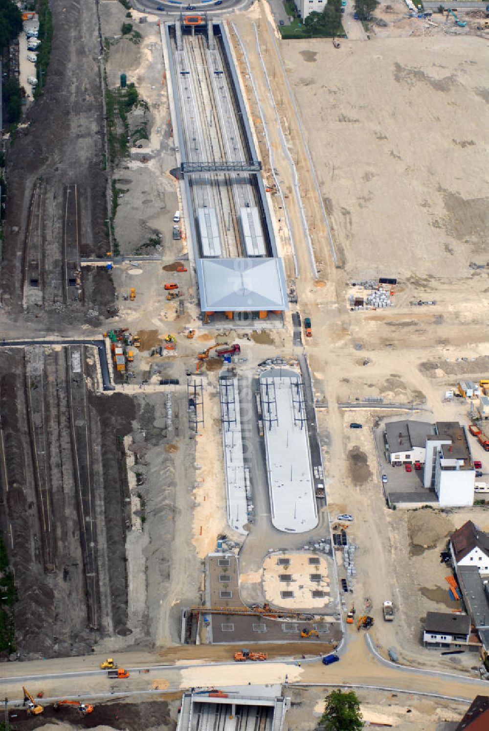 Luftaufnahme Neu-Ulm - Baustelle Projekt 21 Bahnhof Neu-Ulm