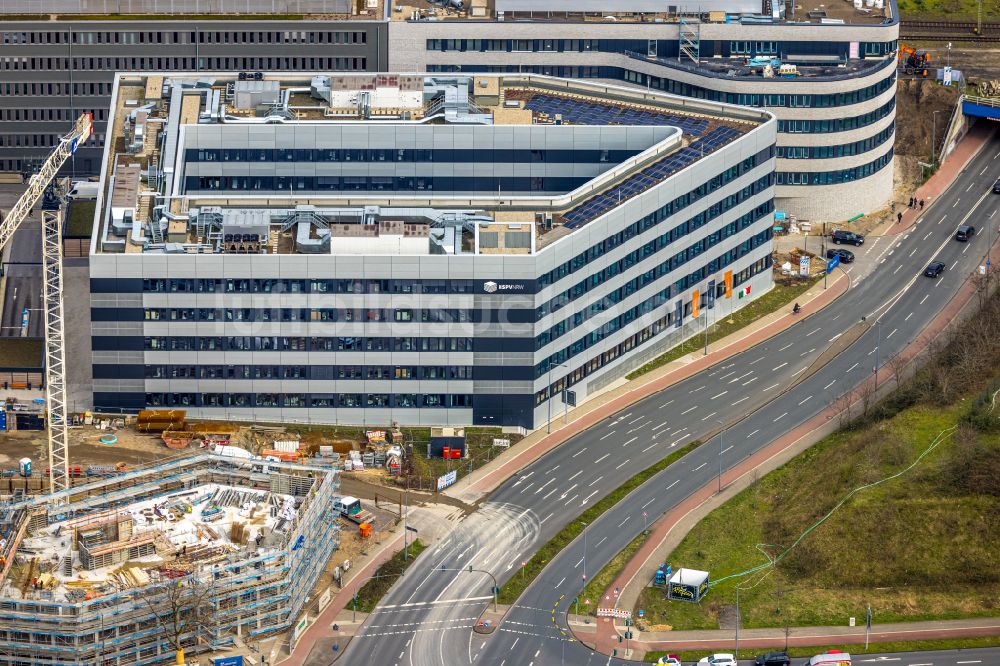 Luftbild Duisburg - Baustelle Quartier 1 und Duisburg Central Office Geschäftshaus in Duisburg im Bundesland Nordrhein-Westfalen - NRW, Deutschland