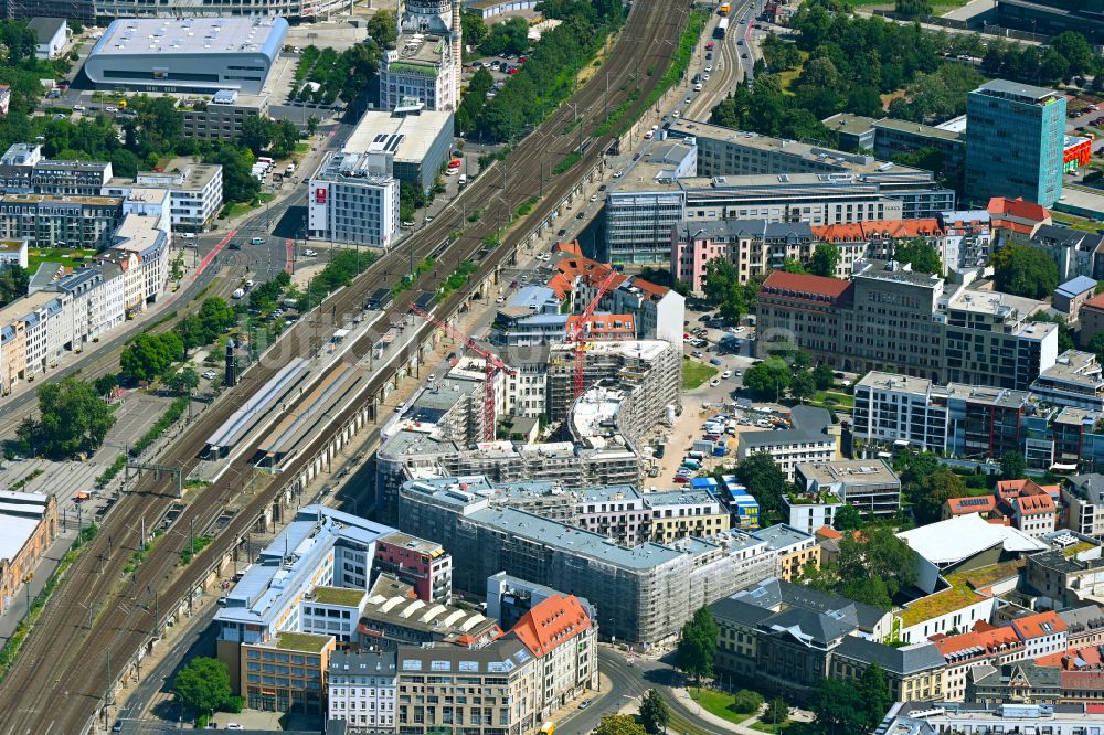 Dresden aus der Vogelperspektive: Baustelle Quartier Am Schützengarten in Dresden im Bundesland Sachsen, Deutschland