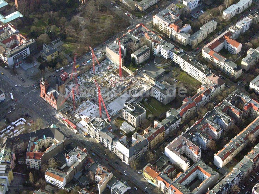 Luftbild Berlin - Steglitz - Baustelle am Rathaus Steglitz Bau eines Büro- und Wohnhauses