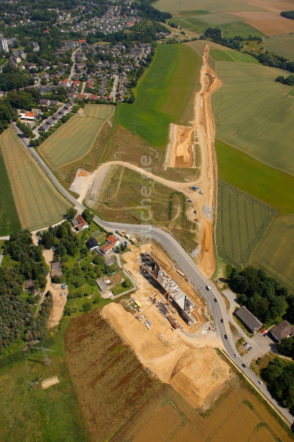 Heiligenhaus aus der Vogelperspektive: Baustelle an der Ratinger Straße in Heiligenhaus im Bundesland Nordrhein-Westfalen