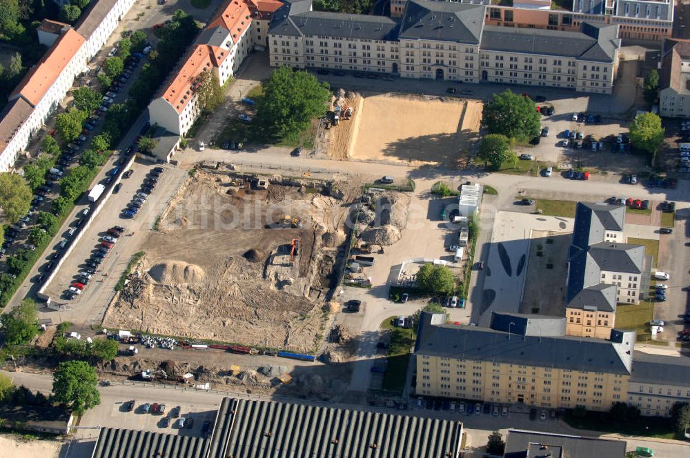 Luftbild Potsdam - Baustelle auf dem Regierungsstandort Henning-von-Tresckow-Strasse in der Innenstadt von Potsdam mit Sitz verschiedener Ministerien