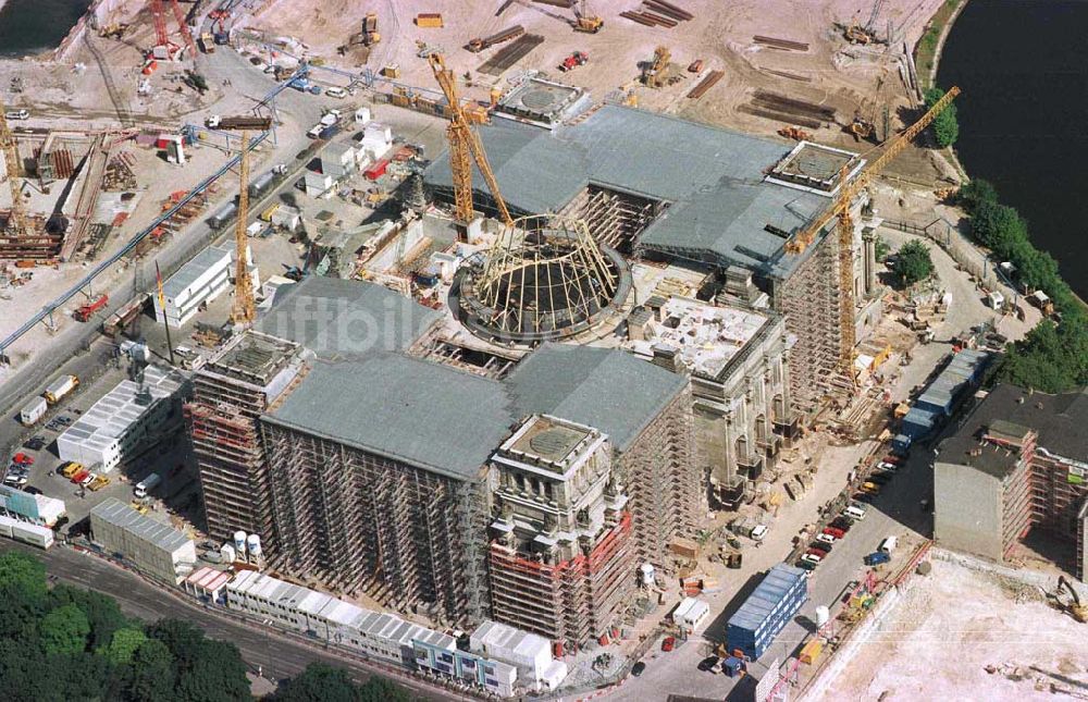 Berlin-Tiergarten von oben - Baustelle Reichstag.