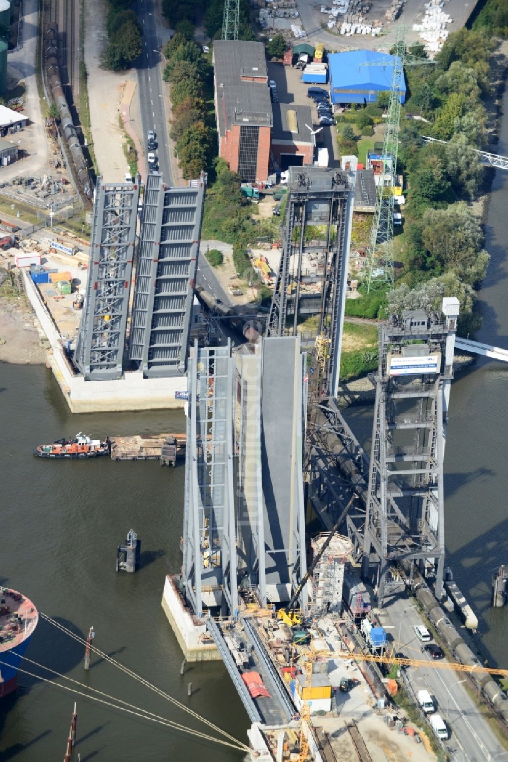 Luftbild Hamburg - Baustelle Rethe-Hubbrücke in Hamburg-Mitte / Wilhelmsburg