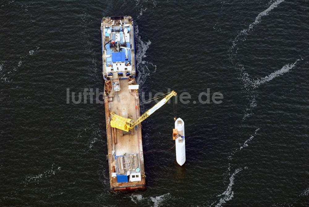 Luftbild Stralsund - Baustelle Rügendamm Brücke/größtes deutsches Brückenbauvorhaben