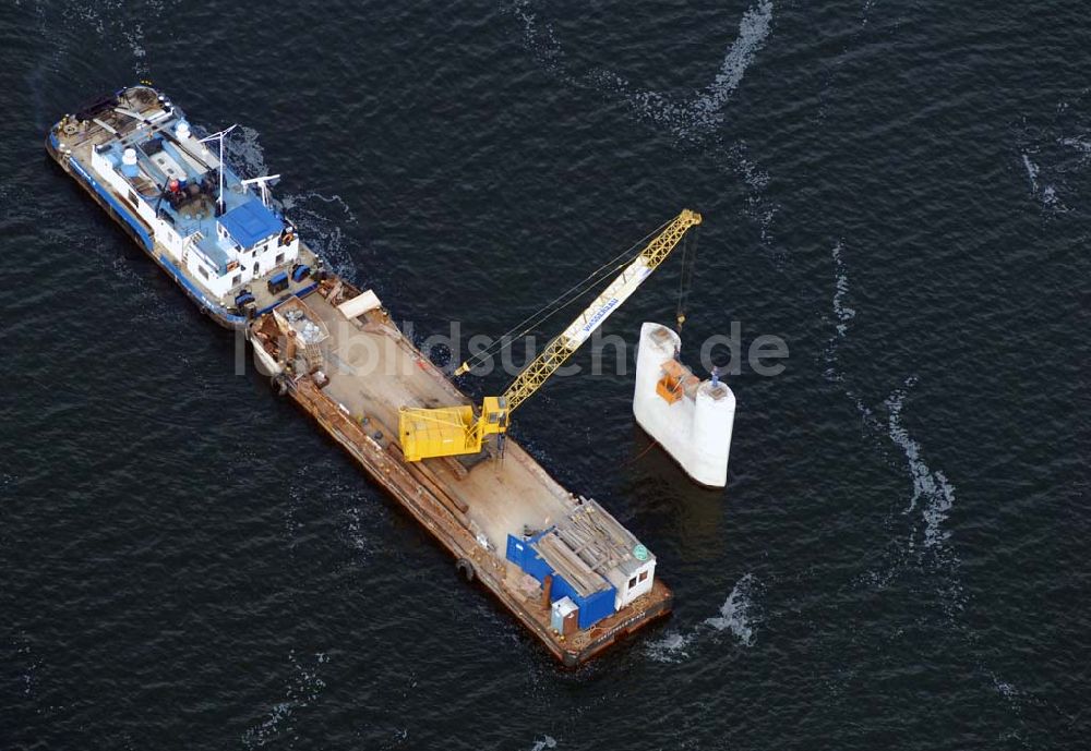 Stralsund von oben - Baustelle Rügendamm Brücke/größtes deutsches Brückenbauvorhaben