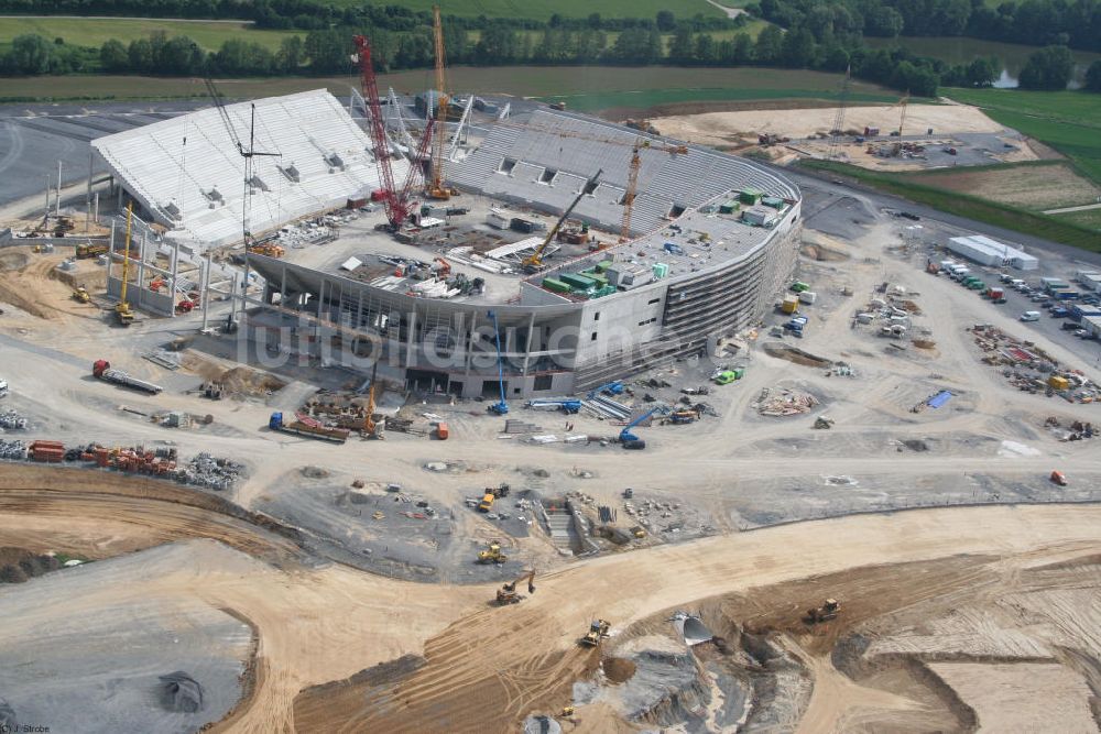 Sinsheim aus der Vogelperspektive: Baustelle der Rhein-Neckar-Arena in Sinsheim