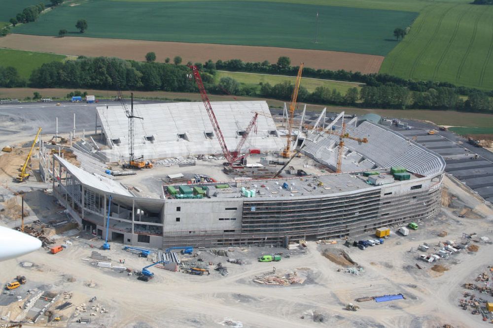 Luftaufnahme Sinsheim - Baustelle der Rhein-Neckar-Arena in Sinsheim