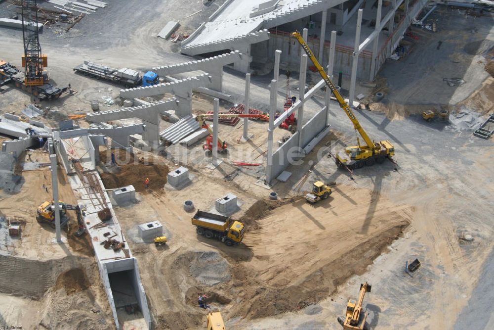 Sinsheim aus der Vogelperspektive: Baustelle der Rhein-Neckar-Arena in Sinsheim