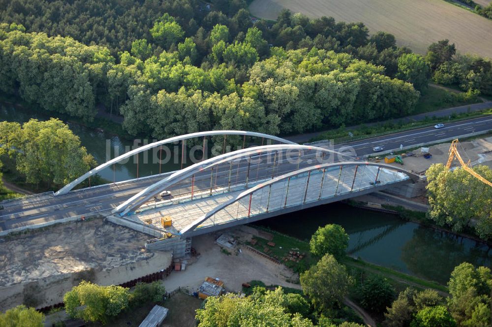 Luftbild Finowfurt - Baustelle / road works Brücke / bridge Autobahn / motorway A 11