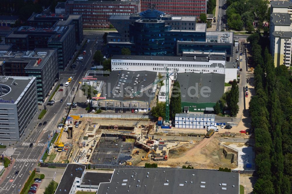 Luftbild Warschau - Baustelle an der Rodziny Hiszpa?skich im Bezirk Mokotow in Warschau in Polen