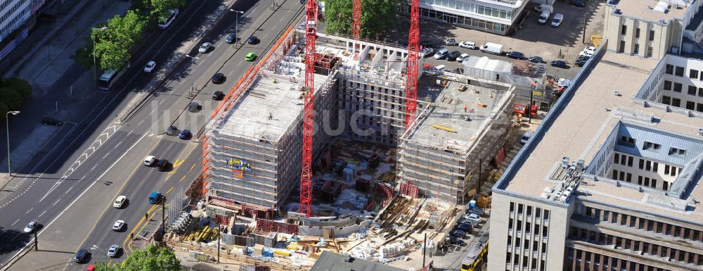 Luftbild Berlin - Baustelle / Rohbau des vom Berliner Architekturbüro Collignon entworfenen ALEXANDER PARKSIDE in Berlin - Mitte