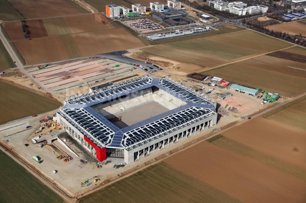 Mainz von oben - Baustelle Rohbau der Coface-Arena Mainz