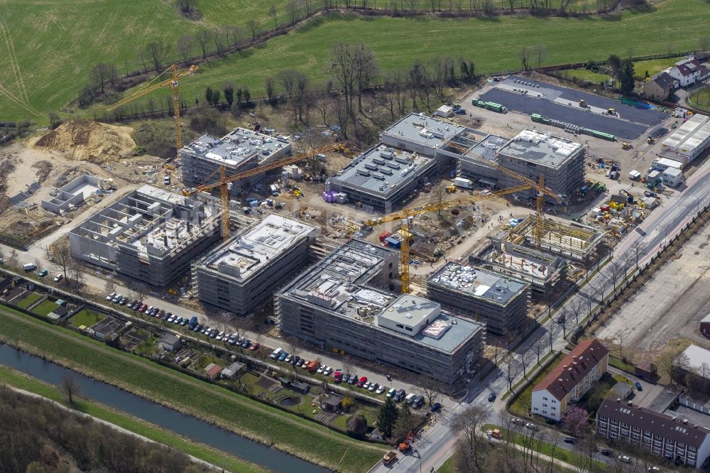 Luftbild Hamm - Baustelle der Rohbauten für die Hochschule Hamm-Lippstadt am Standort Hamm im Bundesland Nordrhein-Westfalen