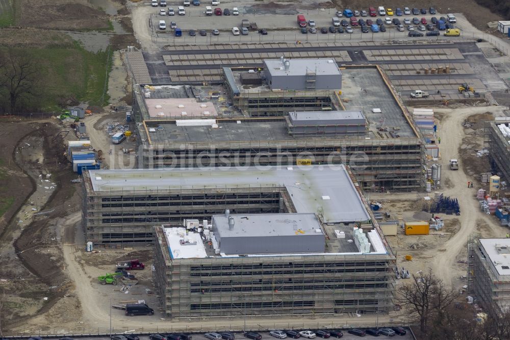 Hamm von oben - Baustelle der Rohbauten für die Hochschule Hamm-Lippstadt am Standort Hamm im Bundesland Nordrhein-Westfalen