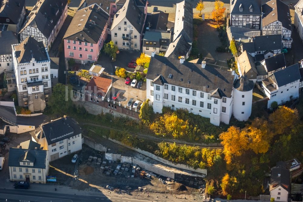 Luftbild Arnsberg - Baustelle an der Ruhrstraße an der Rückseite des Landsberger Hof in der Altstadt von Arnsberg im Bundesland Nordrhein-Westfalen