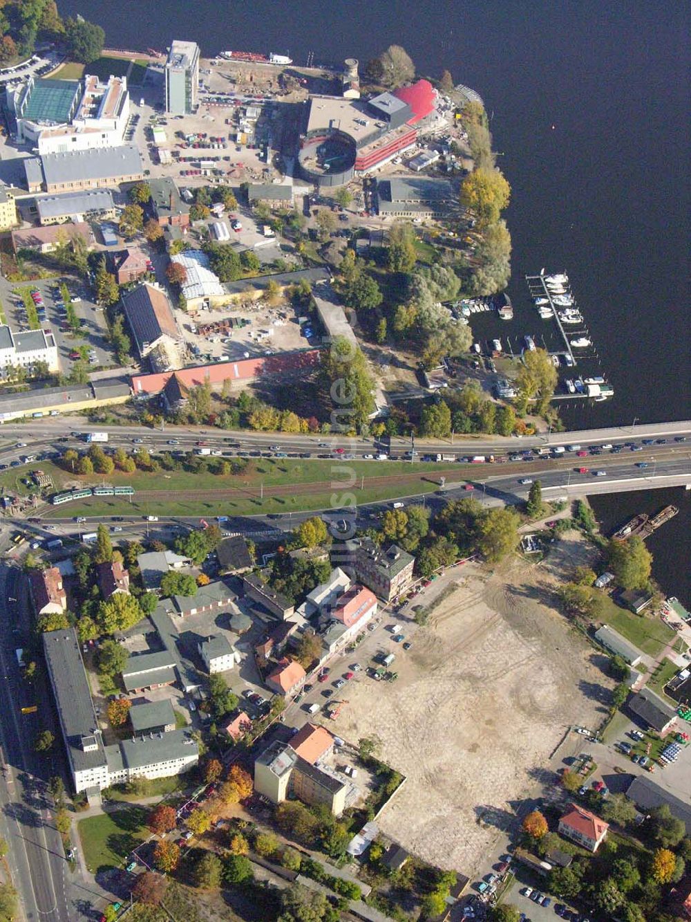 Luftbild Potsdam - Baustelle rund um die Humboldtbrücke