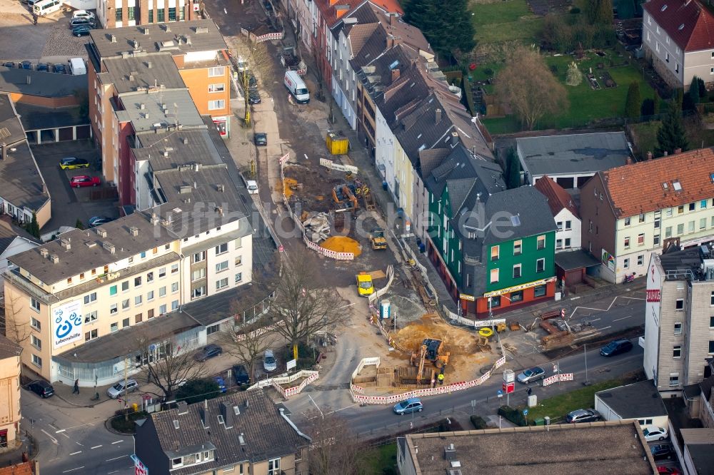 Luftbild Witten - Baustelle zu Sanierungsarbeiten der Straße Annenstrasse Ecke Ardeystrasse in Witten im Bundesland Nordrhein-Westfalen