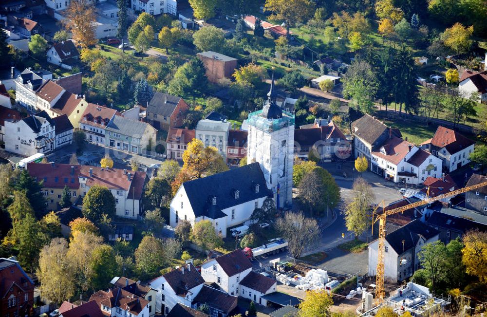 Luftaufnahme Friedrichroda - Baustelle an der Sankt Blasius Kirche in Friedrichroda in Thüringen