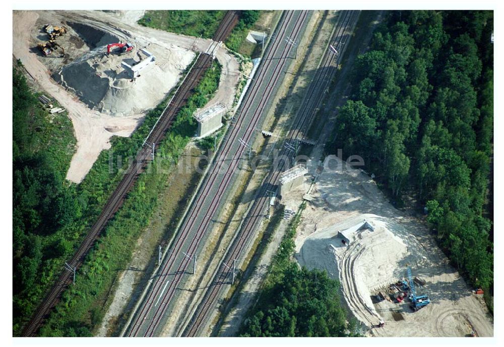 Ludwigsfelde/ Genshagener Heide (Brandenburg) von oben - Baustelle Schienenübergang der Anhalter Bahn - Ludwigsfelde (Brandenburg)