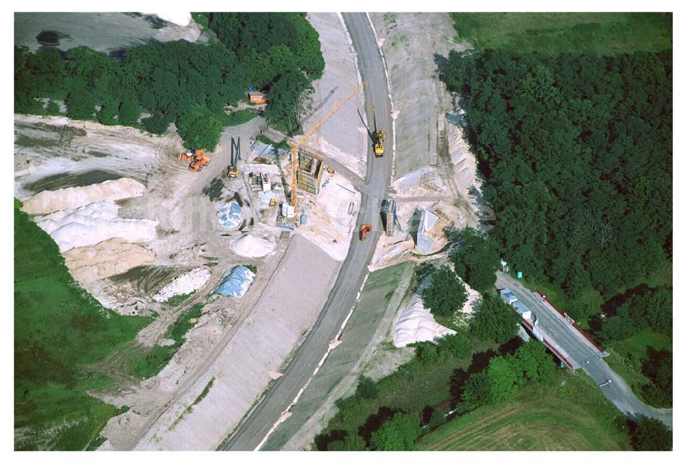 Ludwigsfelde/ Genshagener Heide (Brandenburg) von oben - Baustelle Schienenübergang der Anhalter Bahn - Ludwigsfelde (Brandenburg)