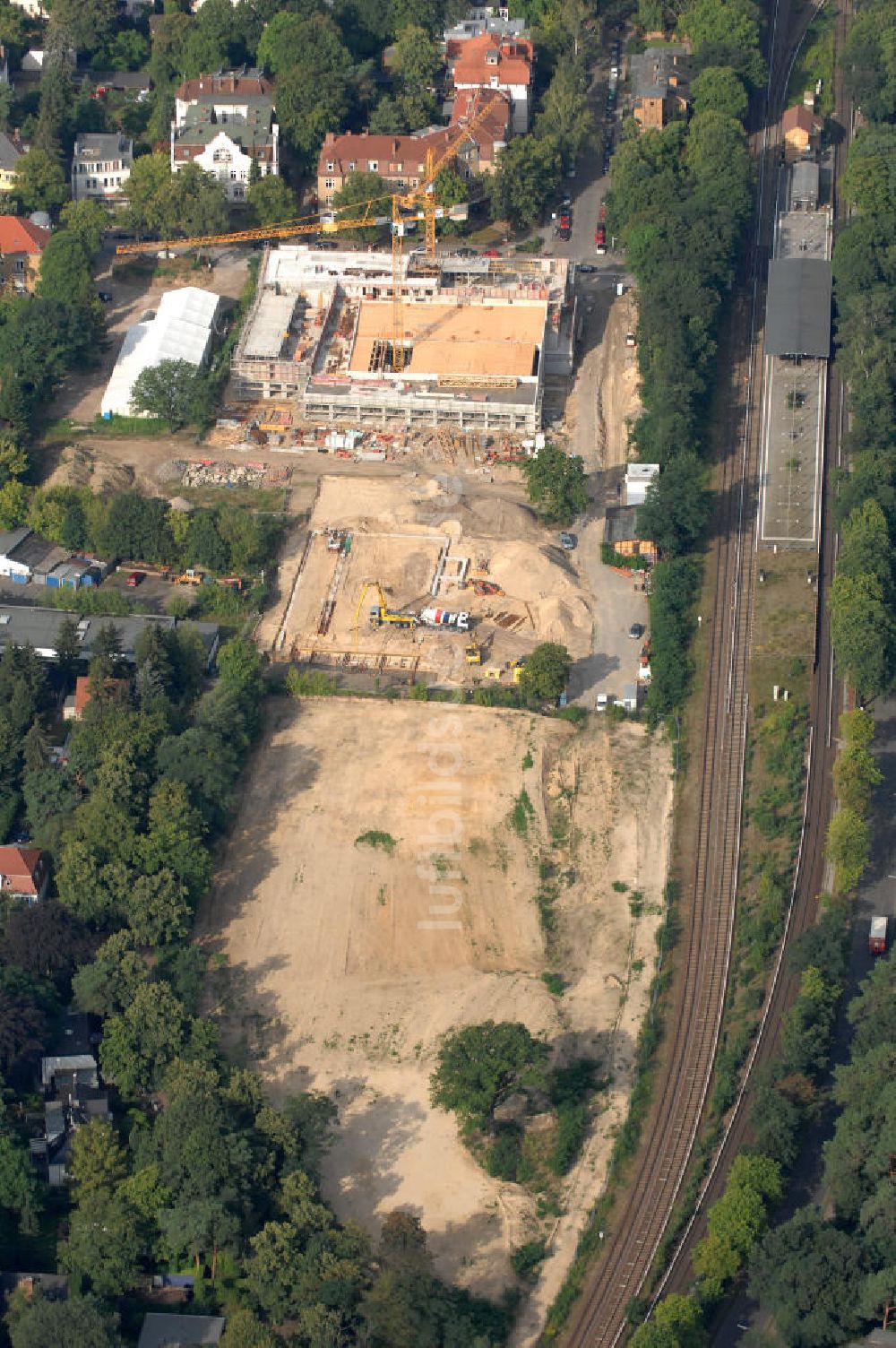 Luftaufnahme Berlin - Baustelle am Schlachtensee