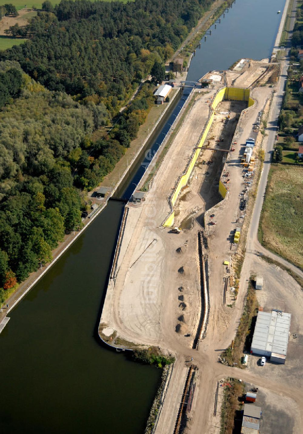 Luftaufnahme Wusterwitz - Baustelle der 2. Schleuse Wusterwitz