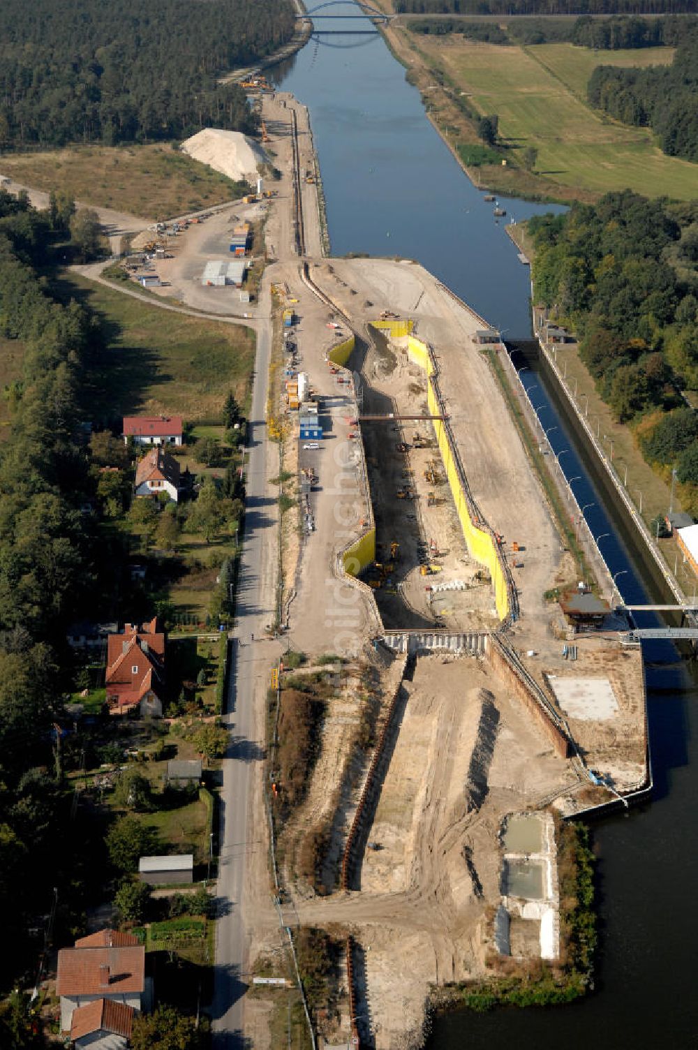 Wusterwitz von oben - Baustelle der 2. Schleuse Wusterwitz